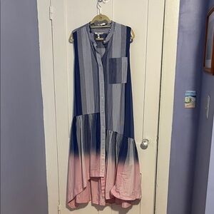 Derek Lam 10 Crosby Striped Blue and Pink Sleeveless Dress